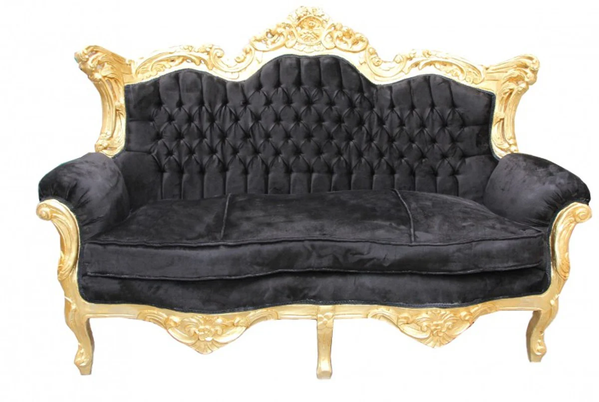 Casa Padrino Baroque 2 seater Master Black / Gold - living room couch furniture Lounge