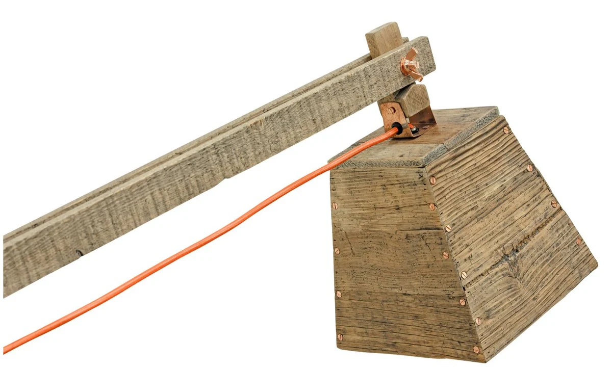 Casa Padrino lámpara de mesa de madera de pino colores naturales 90 x 30 x H. 105 cm - Lámpara de Mesa de Lujo con Cable Naranja