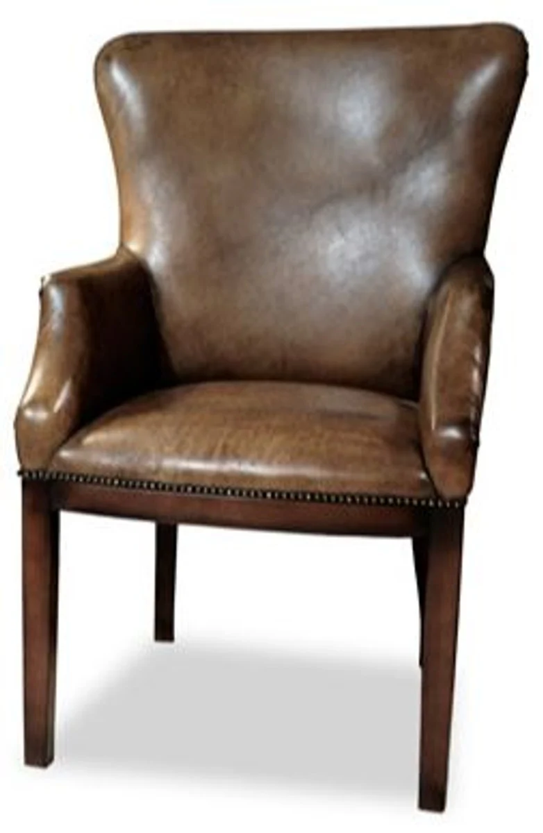 Sill¨®n de sal¨®n de cuero genuino de lujo Casa Padrino bronceado con reposabrazos - Sill¨®n de c¨®ctel - Vintage