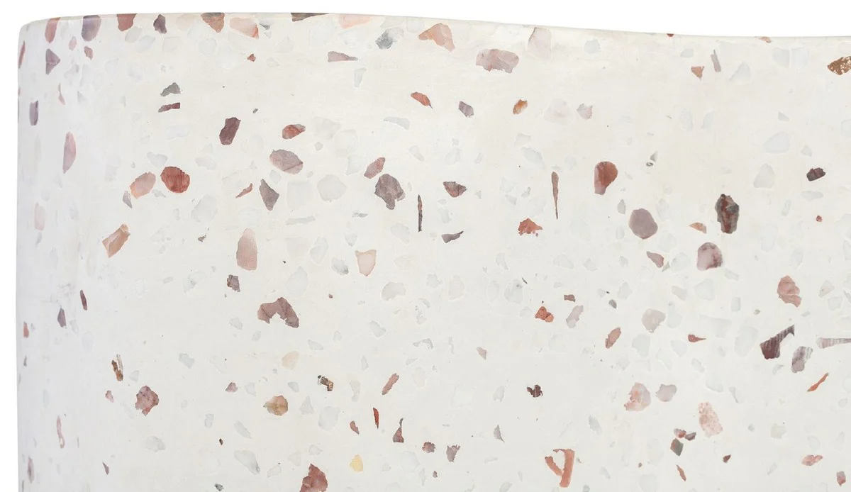 Casa Padrino mesa auxiliar / taburete de piedra natural de terrazo de lujo blanco 41,5 x 41,5 x A. 45 cm - Muebles de sal¨®n - Muebles de hotel - Muebles de piedra natural - Muebles de lujo