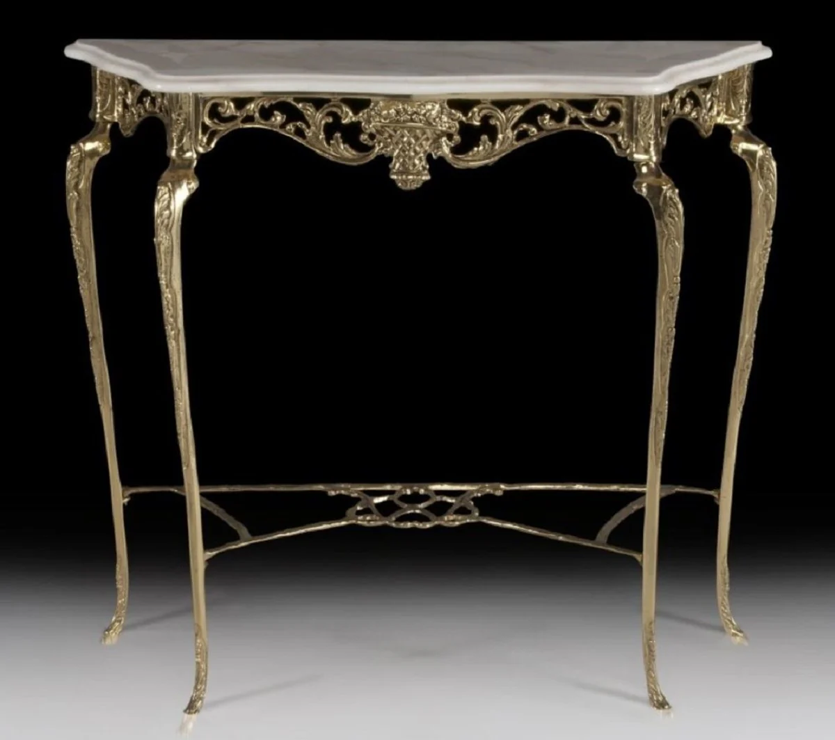 Casa Padrino consola barroco de lujo con tapa de m¨¢rmol oro / crema 99 x A. 85 cm - Muebles barrocos