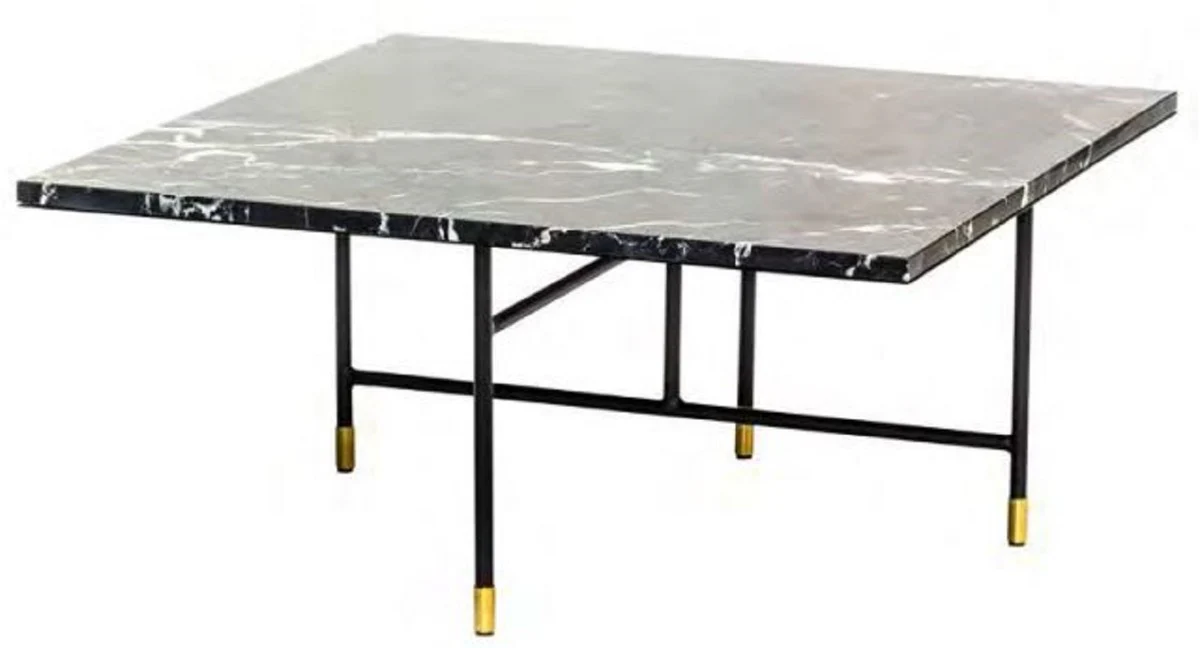 Casa Padrino mesa de centro de lujo negro / lat¨®n 80 x 80 x A. 37 cm - Mesa de sal¨®n moderna con tapa de m¨¢rmol y estructura de metal - Muebles de sal¨®n de lujo