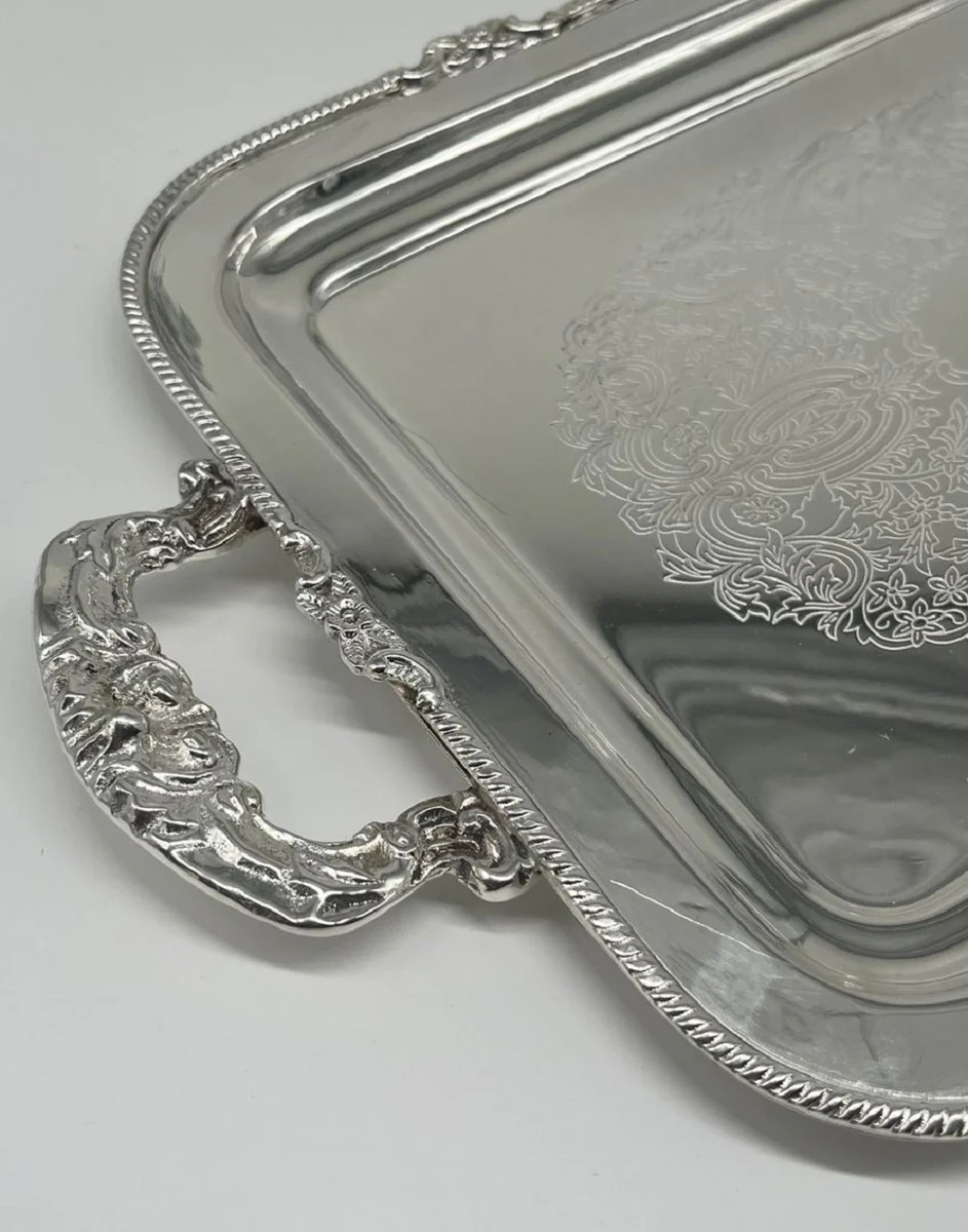 Pomp??s de Casa Padrino bandeja de servicio barroco de lujo corona plata 47 cm - dise?ada por Harald Gl??ckler