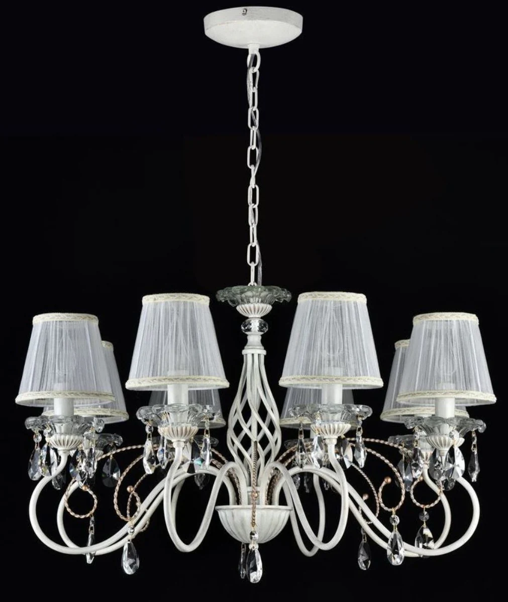 Casa Padrino Baroque Crystal Chandelier White / Gold Ø 78 x H. 45 cm - Baroque Style Chandelier