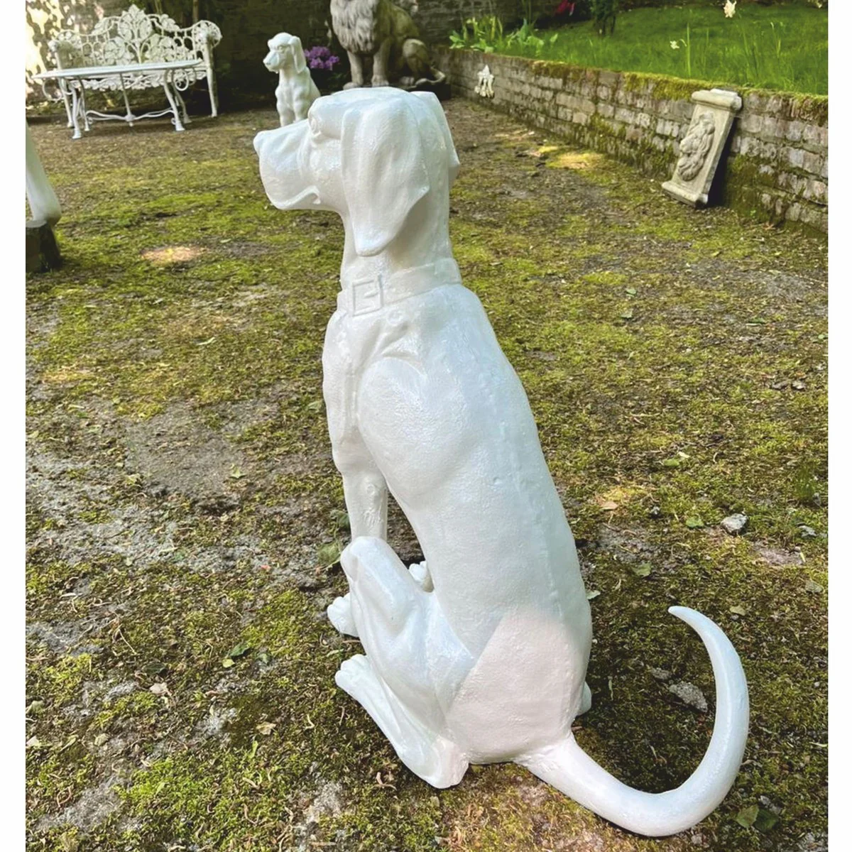 Casa Padrino escultura decorativa de perro en bronce blanco A. 70 cm - Decoraci¨®n de jard¨ªn