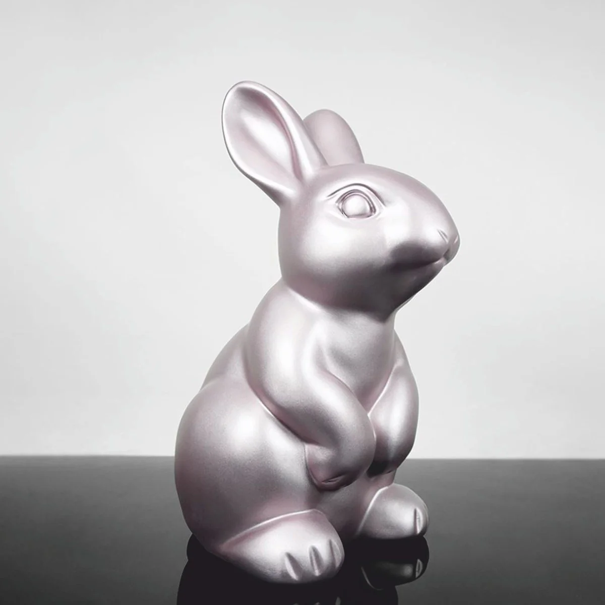 Casa Padrino figura decorativa conejo / conejo de pascua plata A. 45 cm - Accesorios de decoraci¨®n de pascua
