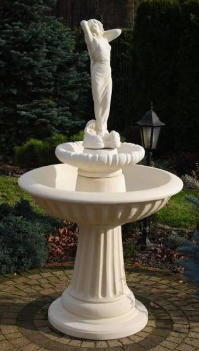Casa Padrino fuente Art Nouveau dama blanco Ø 92 x A. 172 cm - Magnífica Fuente de Jardín - Fuente de Decoración de Jardín - Accesorios de Decoración de Jardín Barroco y Art Nouveau