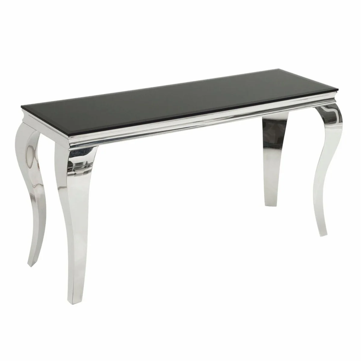 Casa Padrino consola barroco de acero inoxidable con tapa de vidrio plata / negro 145 cm
