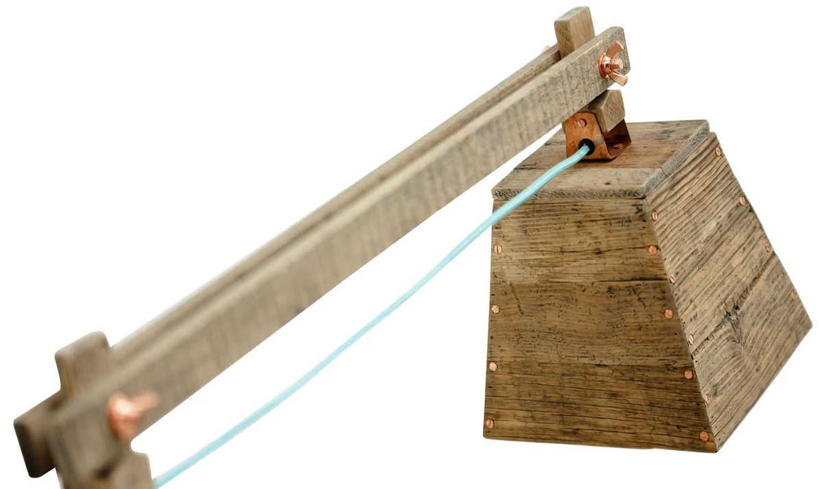 Casa Padrino lámpara de mesa de madera de pino colores naturales 90 x 30 x H. 105 cm - Lámpara de Mesa de Lujo con Cable Aqua Azul