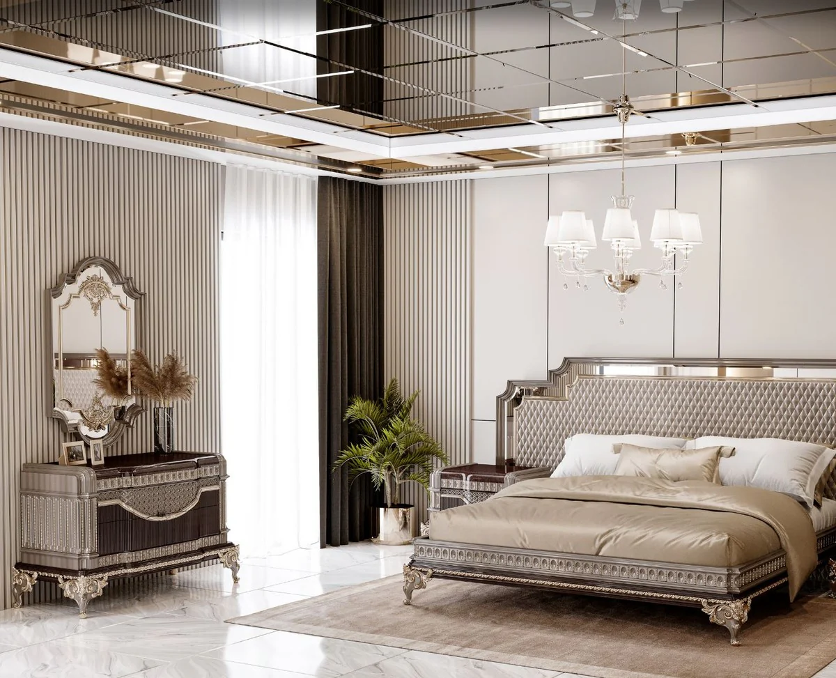 Casa Padrino c¨®moda barroco de lujo con espejo de pared marr¨®n oscuro / gris / oro