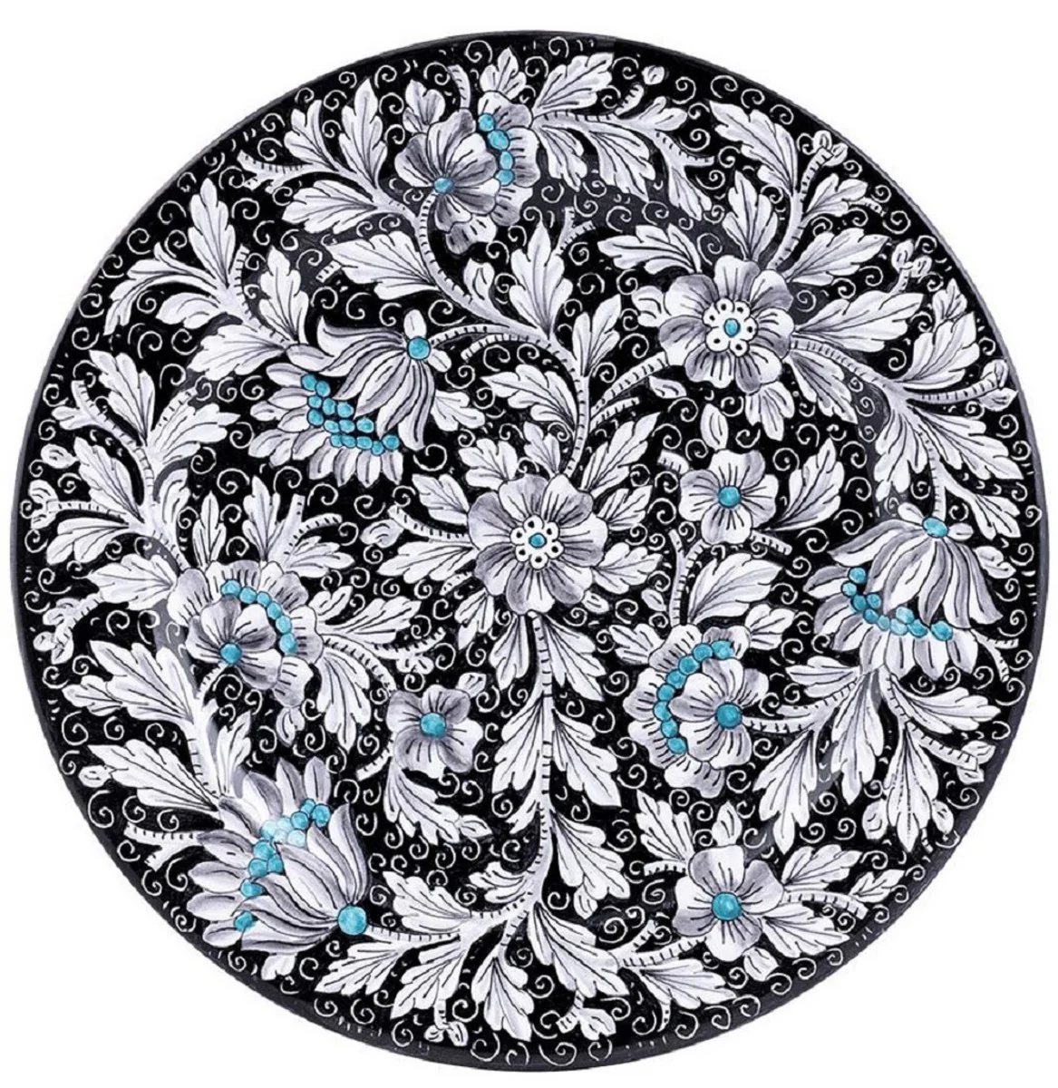 Casa Padrino conjunto de 6 platos de cer¨¢mica de lujo negro ? 32 cm - Hecho en Italia