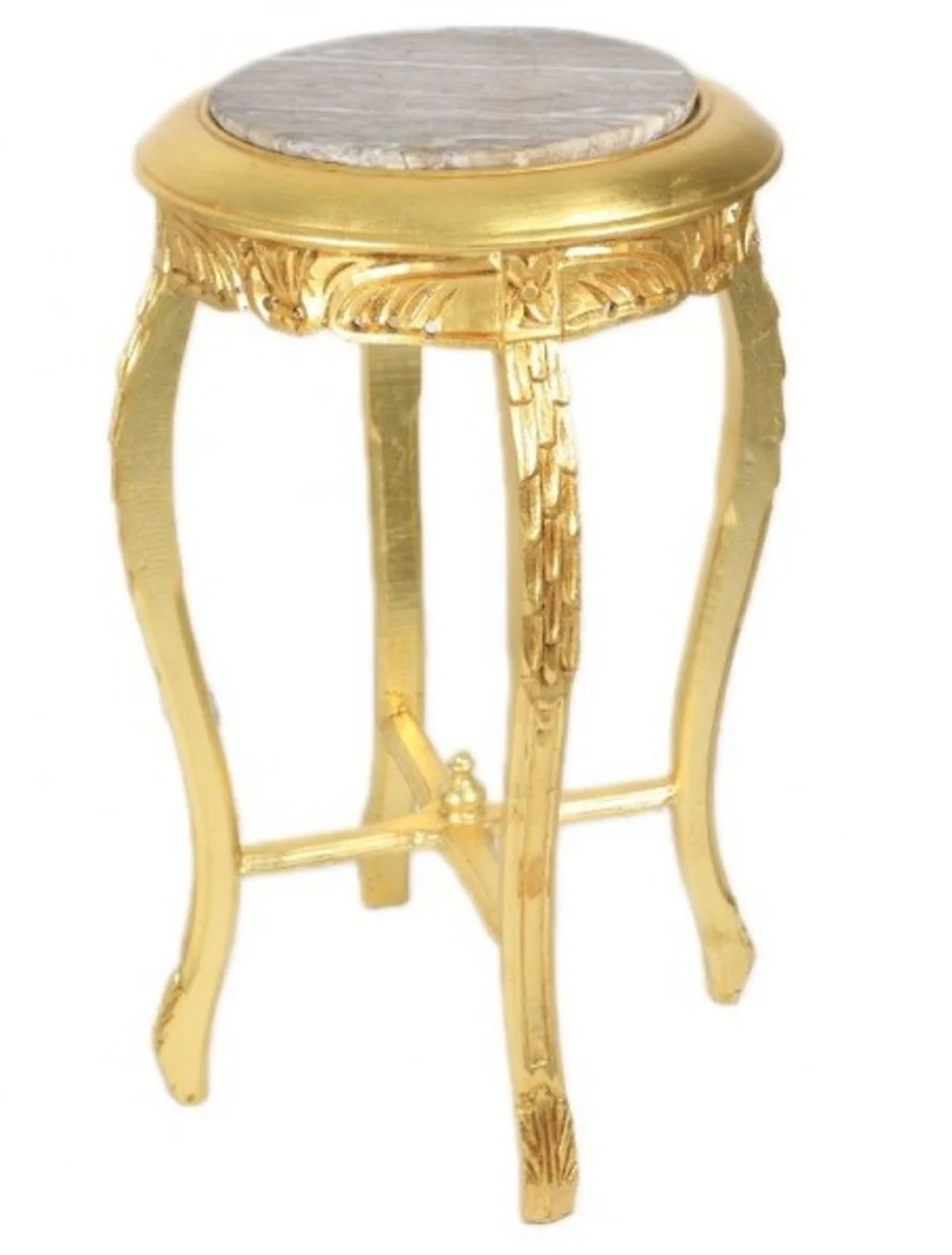 Casa Padrino Baroque Side Table Set of 2 with a cream marble top Round Gold 70 x 40 cm antique style - phone Blumentisch