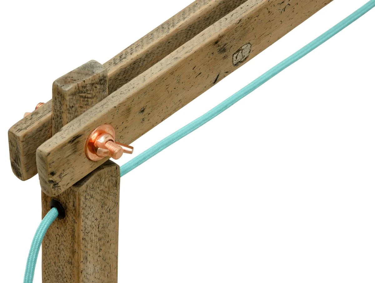 Casa Padrino lámpara de mesa de madera de pino colores naturales 90 x 30 x H. 105 cm - Lámpara de Mesa de Lujo con Cable Aqua Azul