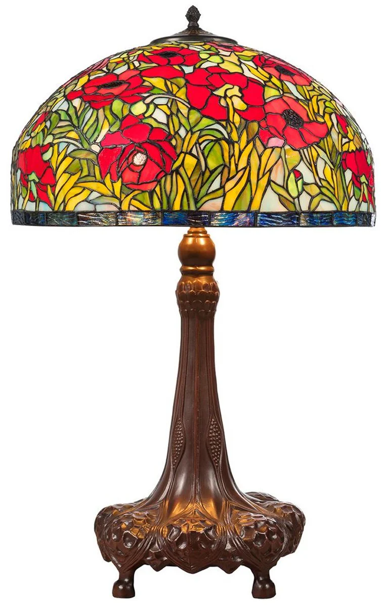 Casa Padrino Tiffany Table Lamp Multicolored Ø 50 x H. 80 cm - Handmade Stool Light