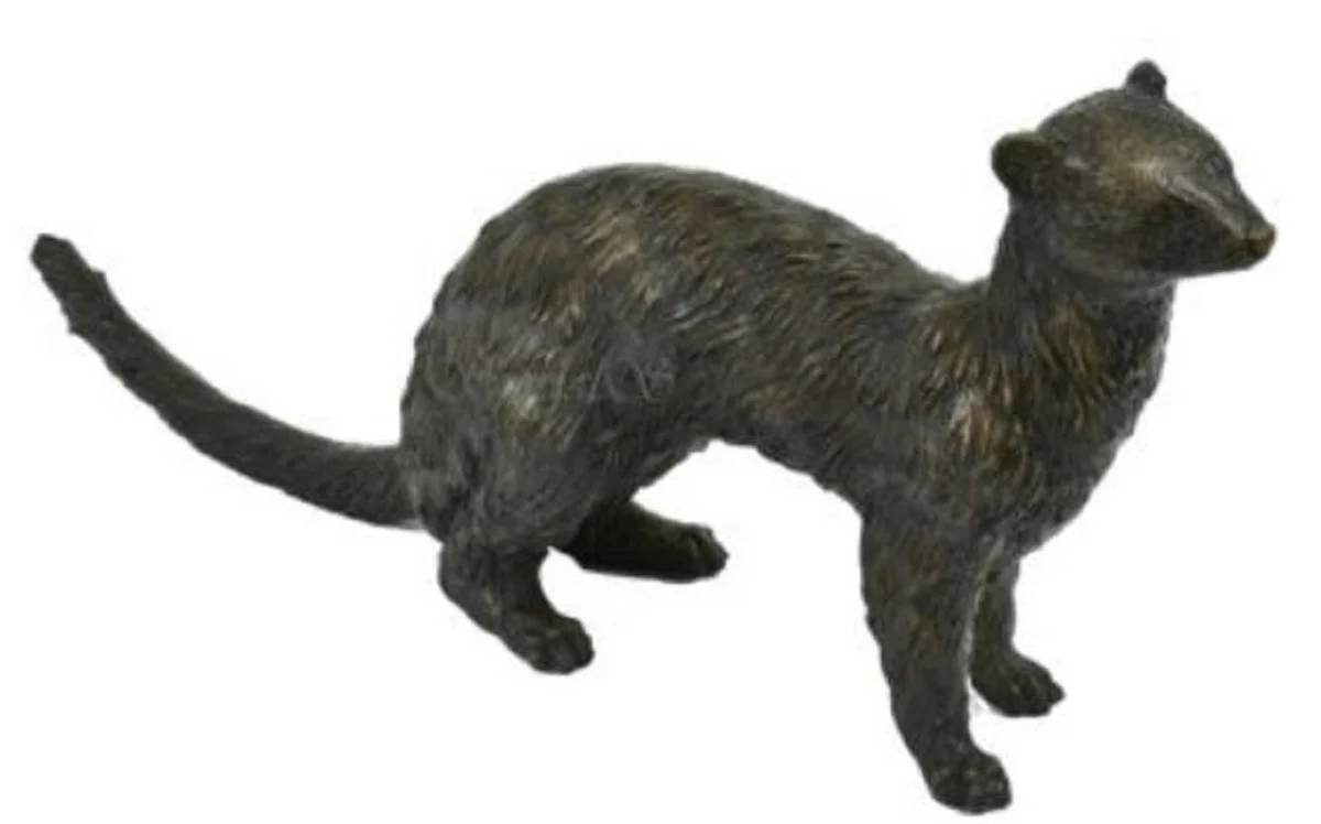 Casa Padrino figura de bronce de lujo hermelin comadreja bronce / negro 45 x 10 x H. 20 cm - Figura de Decoración Elegante