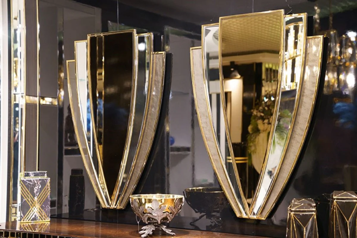 Casa Padrino conjunto de muebles de lujo marr¨®n / plata / oro - 1 Aparador de Lujo con 4 Puertas y 2 Espejos de Pared de Lujo - Muebles de lujo modernos