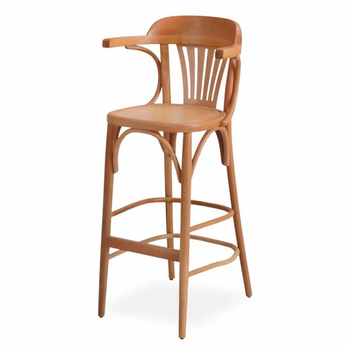 Casa Padrino silla de bar de lujo con reposabrazos natural A. 108 cm - Muebles bar de madera maciza