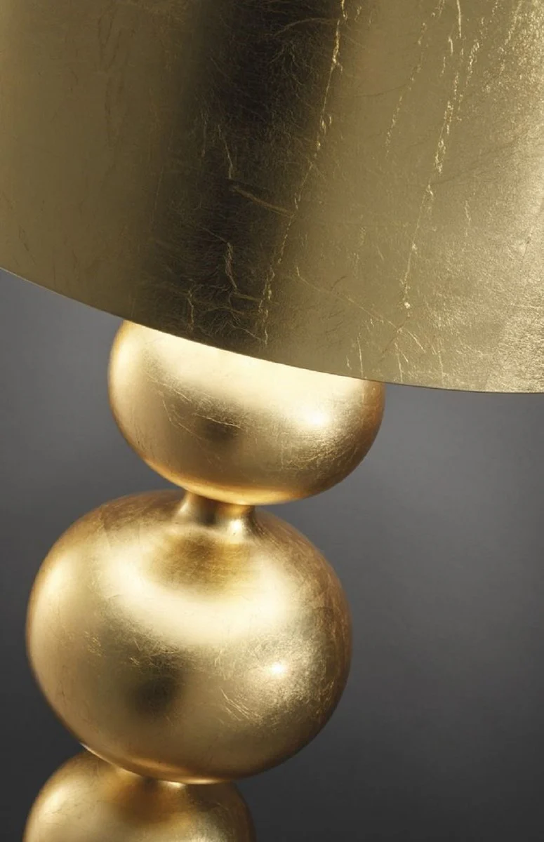 Casa Padrino lámpara de pie Art Deco de lujo oro Ø 50 x A. 180 cm - Lámpara de pie Art Deco redonda con pantalla de aluminio - Lámparas de pie de lujo - Calidad de lujo - Hecho en Italia