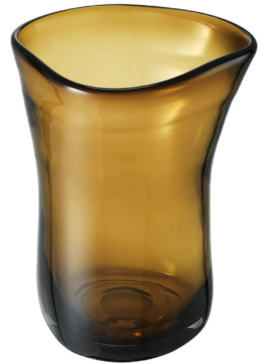 Casa Padrino florero de vidrio decorativo de lujo marrón Ø 20 x A. 27,5 cm - Florero Soplado a Mano - Accesorios de Decoración de Lujo