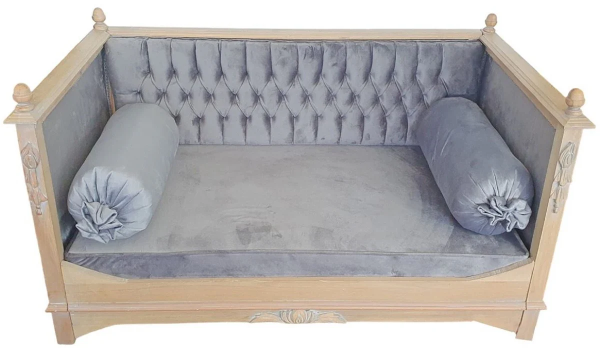 Casa Padrino cama de perro barroco gris / natural - Magnífica cama para perros de estilo antiguo - Muebles barrocos para mascotas - Muebles para perros hechos a mano en estilo barroco
