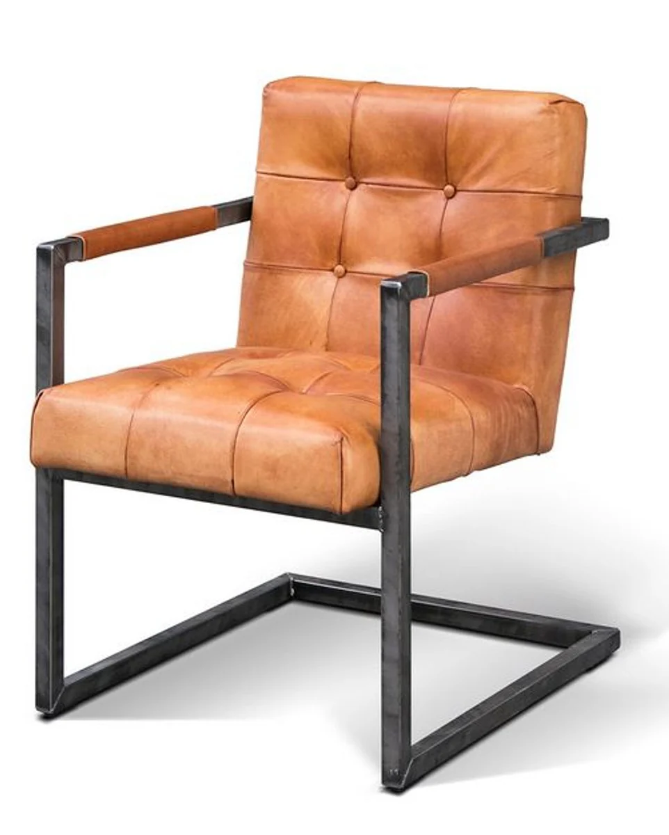 Casa Padrino - Sill¨®n vintage de cuero real industrial - TODOS LOS COLORES - Sill¨®n de lujo Reposabrazos industrial Muebles de dise?o Cuero de b¨²falo