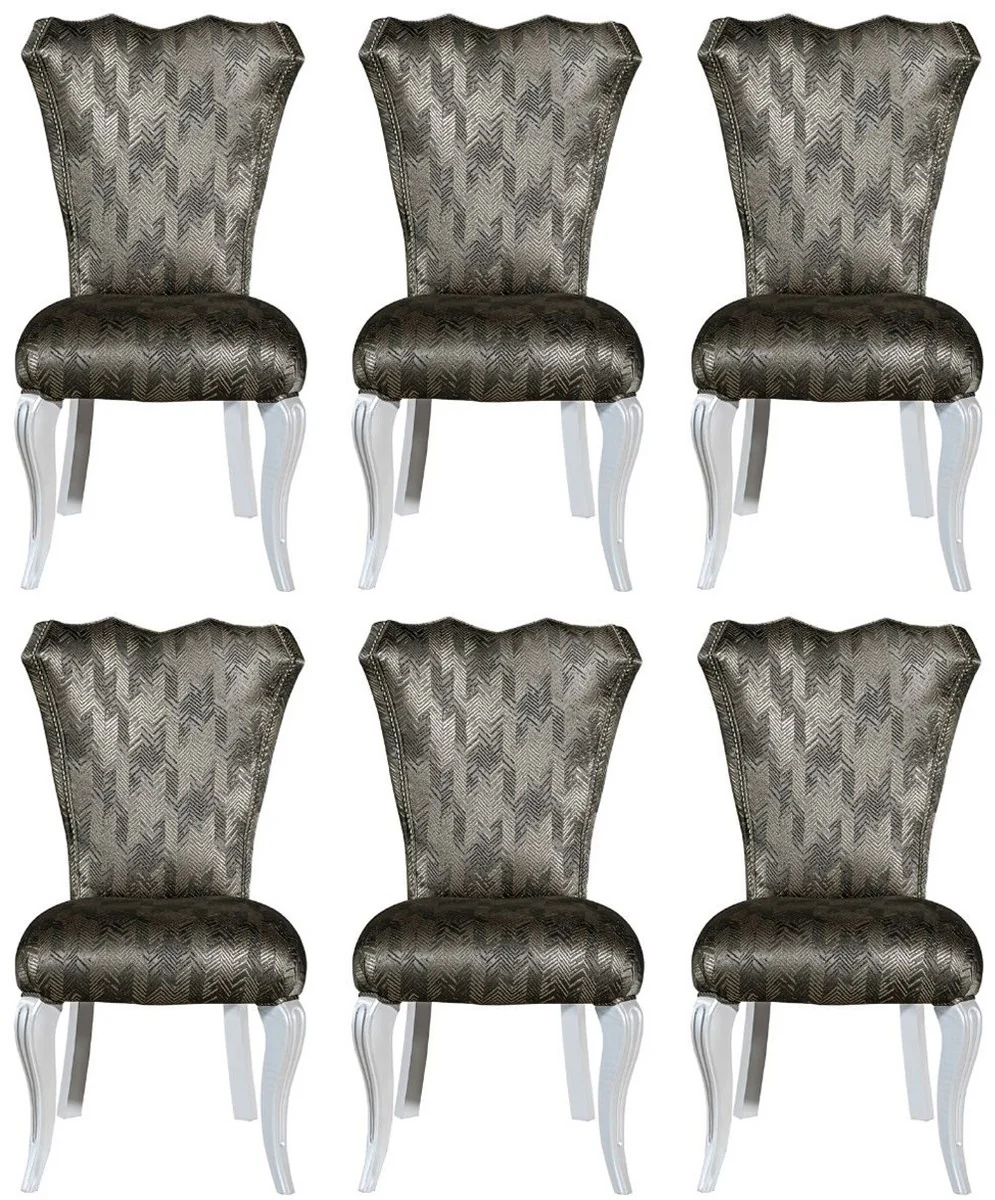 Casa Padrino conjunto de sillas de comedor barroco de lujo verde / oro / blanco 49 x 56 x A. 102 cm - Conjunto de sillas de cocina nobles de 6 - Muebles de comedor barrocos