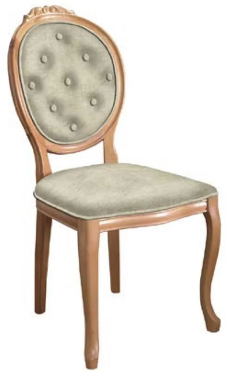 Casa Padrino conjunto de sillas de comedor barroco gris / natural - 6 Sillas de cocina hecho a mano en estilo barroco - Muebles de comedor barrocos