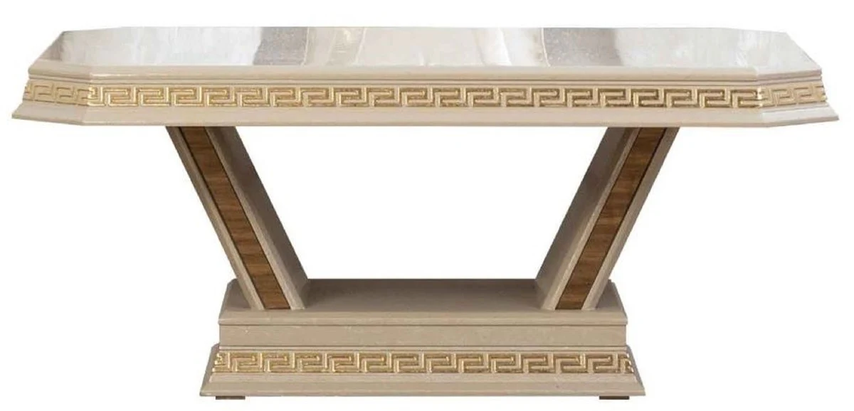 Casa Padrino mesa de centro Art Deco de lujo crema / oro - Mesa de sal¨®n de madera maciza hecha a mano - Muebles de Sal¨®n Art Deco
