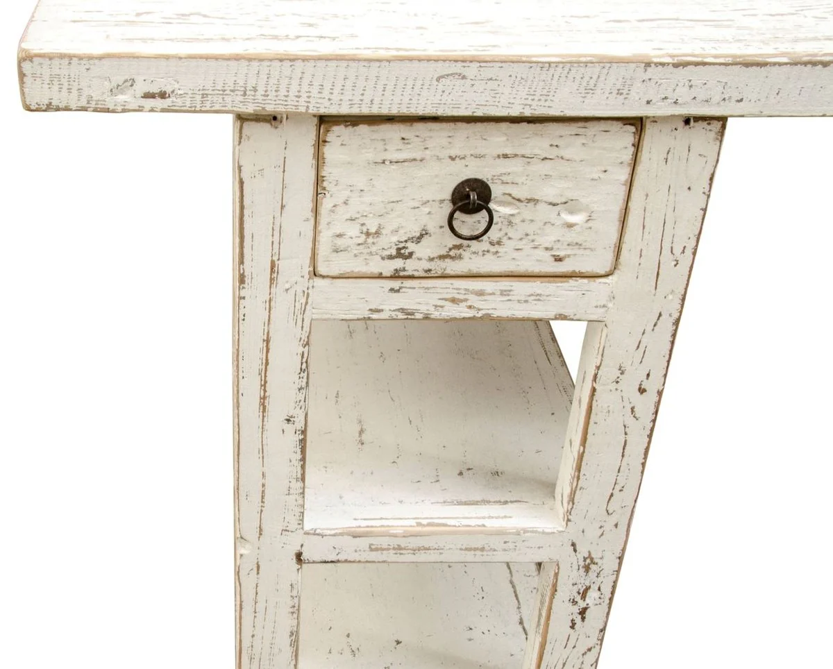 Casa Padrino escritorio de estilo rural blanco antiguo 170 x 70 x H. 80 cm - Mobiliario de Oficina en Estilo Country