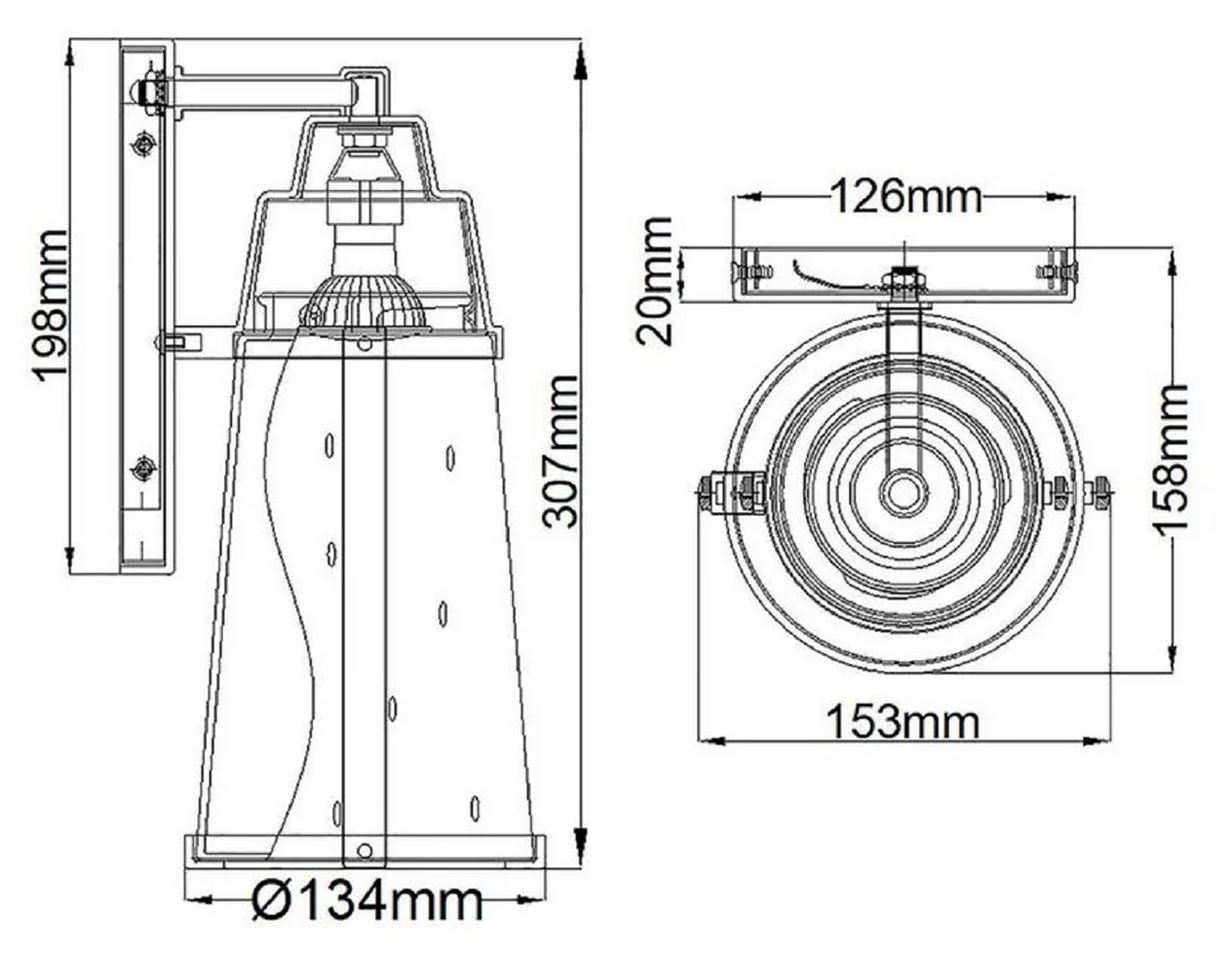Casa Padrino l¨¢mpara de pared LED de exterior de lujo negro A. 30,7 cm - Iluminaci¨®n exterior de lujo