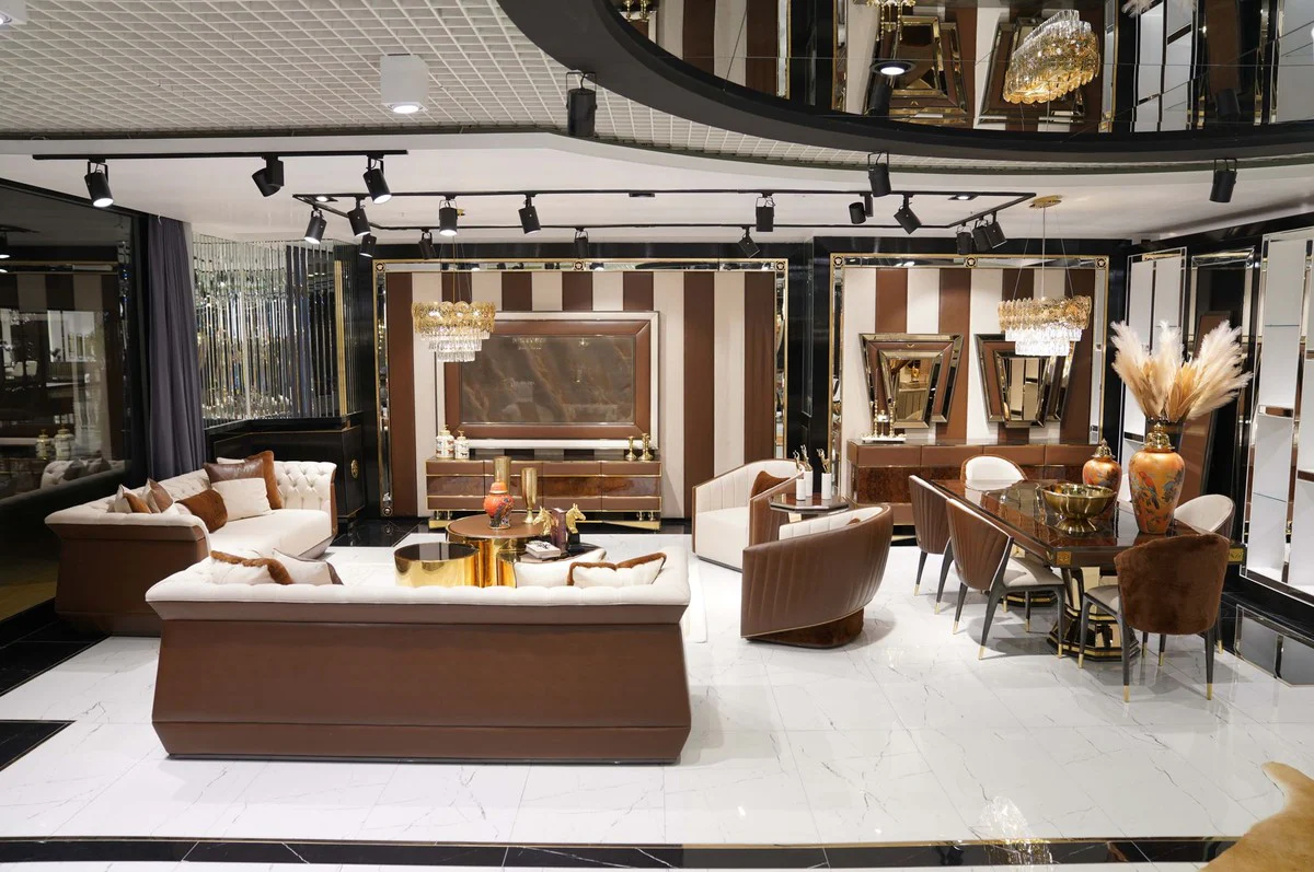 Casa Padrino sof¨¢ Chesterfield de lujo natural / marr¨®n / gris - Sof¨¢ de sal¨®n - Sof¨¢ de hotel - Muebles de sal¨®n - Muebles de hotel - Muebles Chesterfield - Muebles de lujo - Interior de sal¨®n