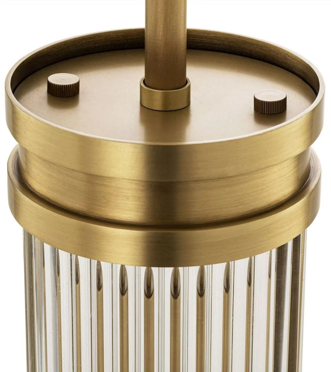 Casa Padrino lámpara colgante de lujo latón antiguo Ø 12 x A. 30,5 cm - Lámpara colgante con pantalla redonda de vidrio - Lámpara colgante de salón - Iluminación de lujo - Calidad de lujo