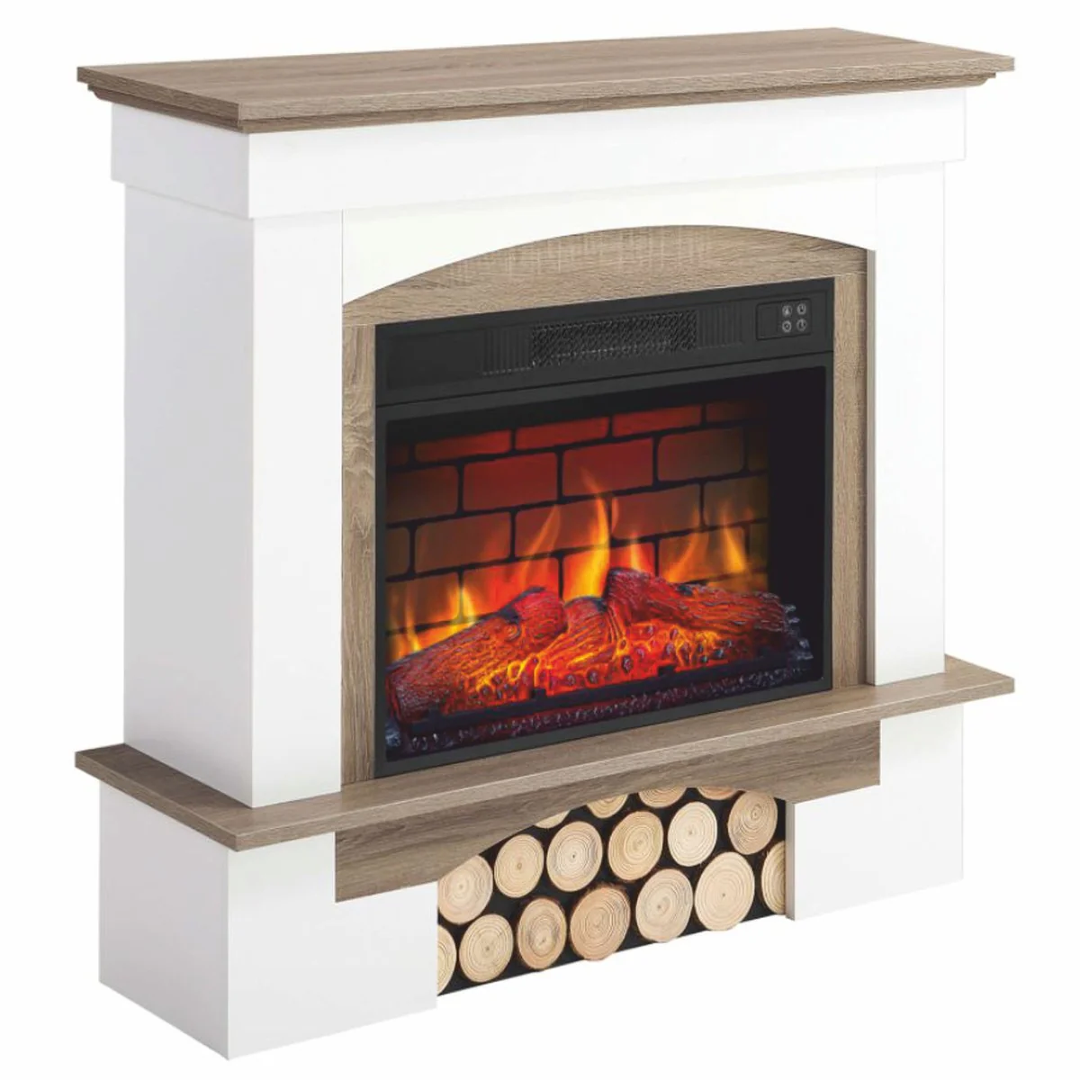 Casa Padrino chimenea el¨¦ctrica LED de estilo campestre blanco / marr¨®n 98,5 x 30 x Al. 90 cm