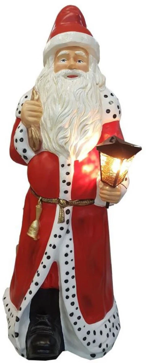 Casa Padrino escultura decorativa de lujo Papá Noel con farol rojo / multicolor A. 190 cm - Figura decorativa navideña de tamaño natural - Escultura decorativa XXL - Escultura navideña XXL