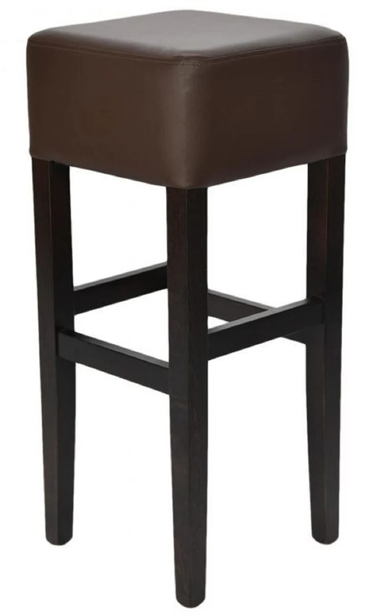 Casa Padrino taburete de bar de estilo campestre marr¨®n / negro A. 80 cm - Silla de bar tapizado de madera maciza