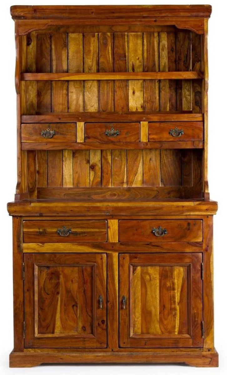 Casa Padrino armario de comedor de estilo campestre marr¨®n / natural 107 x 45 x A. 190 cm - Armario de cocina de madera maciza - Muebles de comedor en estilo campestre