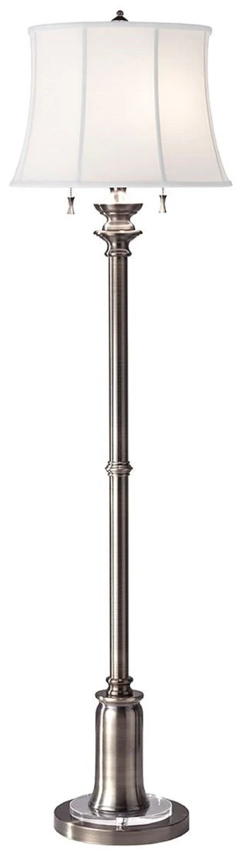 Casa Padrino lámpara de pie barroco plata antigua / blanco Ø 43 x A. 157,5 cm - Elegante lámpara de pie de estilo barroco - Luces barrocos - Lámparas de pie de estilo barroco - Muebles barrocos