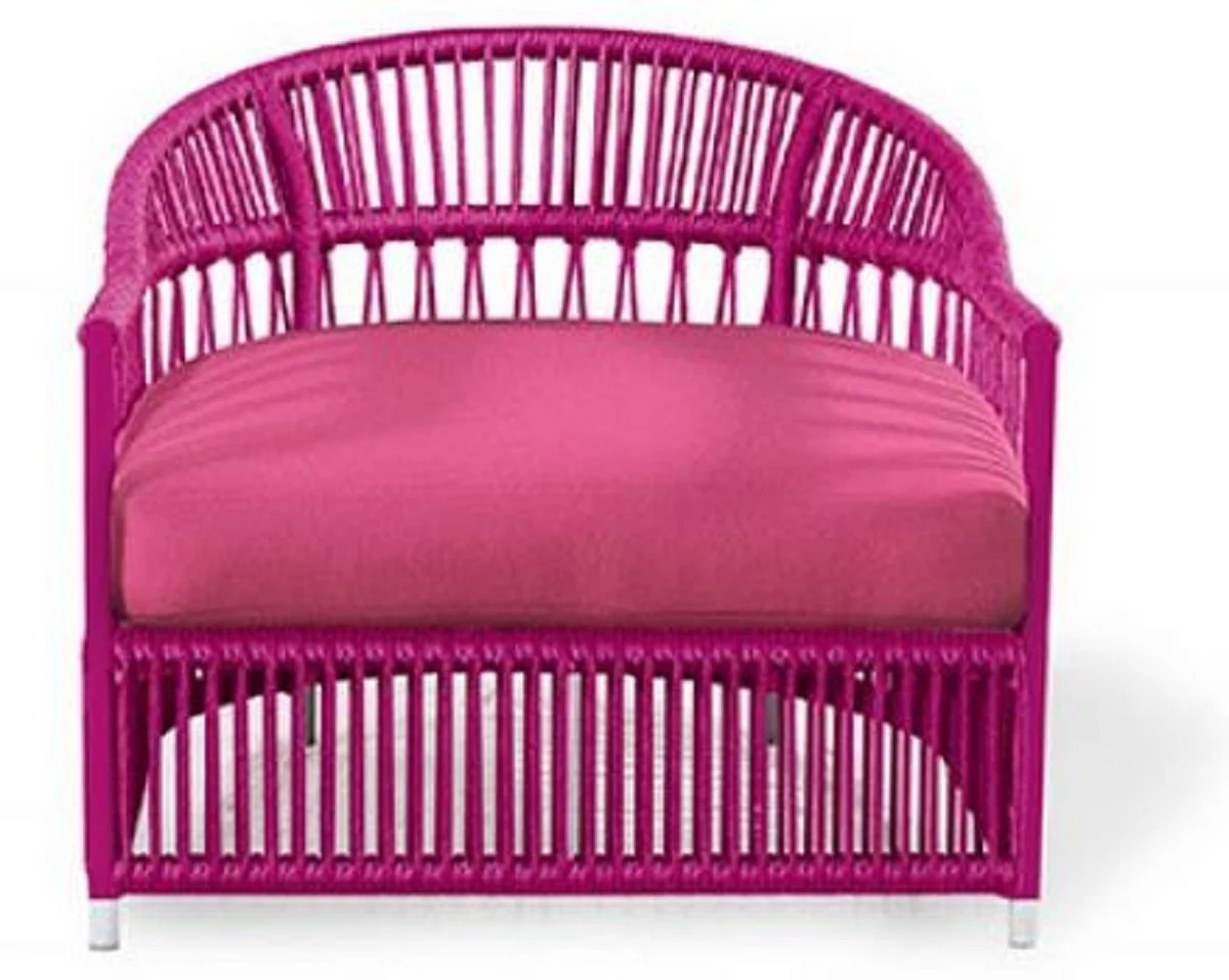 Casa Padrino sillón de jardín de lujo púrpura 86 x 98 x A. 76 cm - Sillón resistente a la intemperie tejido a mano - Muebles sillón de piscina de hotel de terraza de jardín