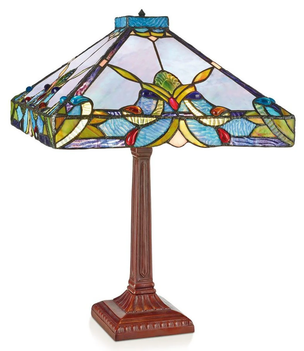 Casa Padrino Tiffany Table Lamp Colorful Ø 36 x H. 52 cm - Handmade stool lamp made of 352 pieces