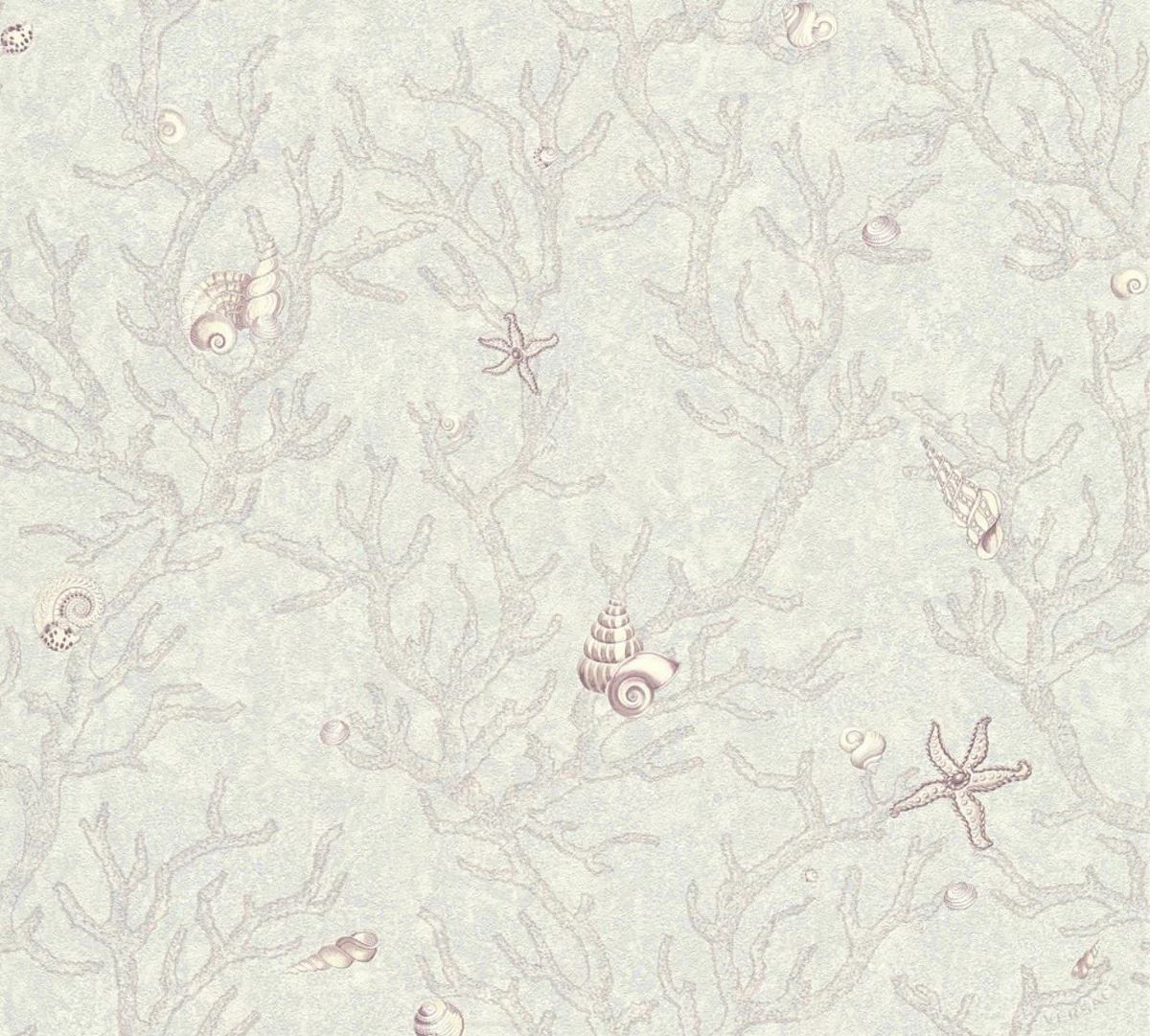 Papel pintado no tejido barroco diseñador Versace Les Etoiles de la Mer 344964 gris / plata / púrpura - Design Papel Pintado - Papel Pintado de Lujo