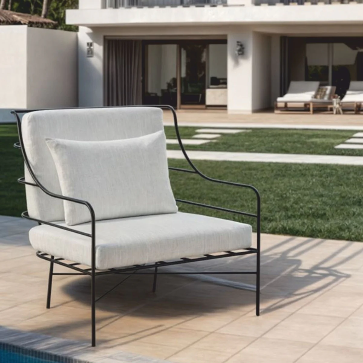 Casa Padrino sill¨®n para hotel y jard¨ªn de lujo negro / gris - Muebles de hierro forjado