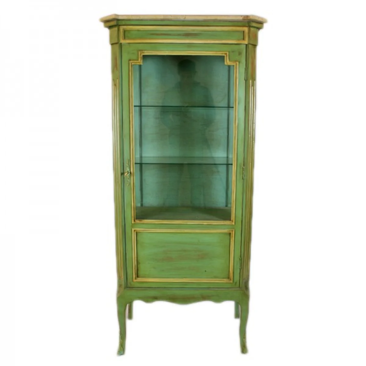 Casa Padrino Baroque showcase antique style green / gold 160cm - display case - cupboard - Antique furniture