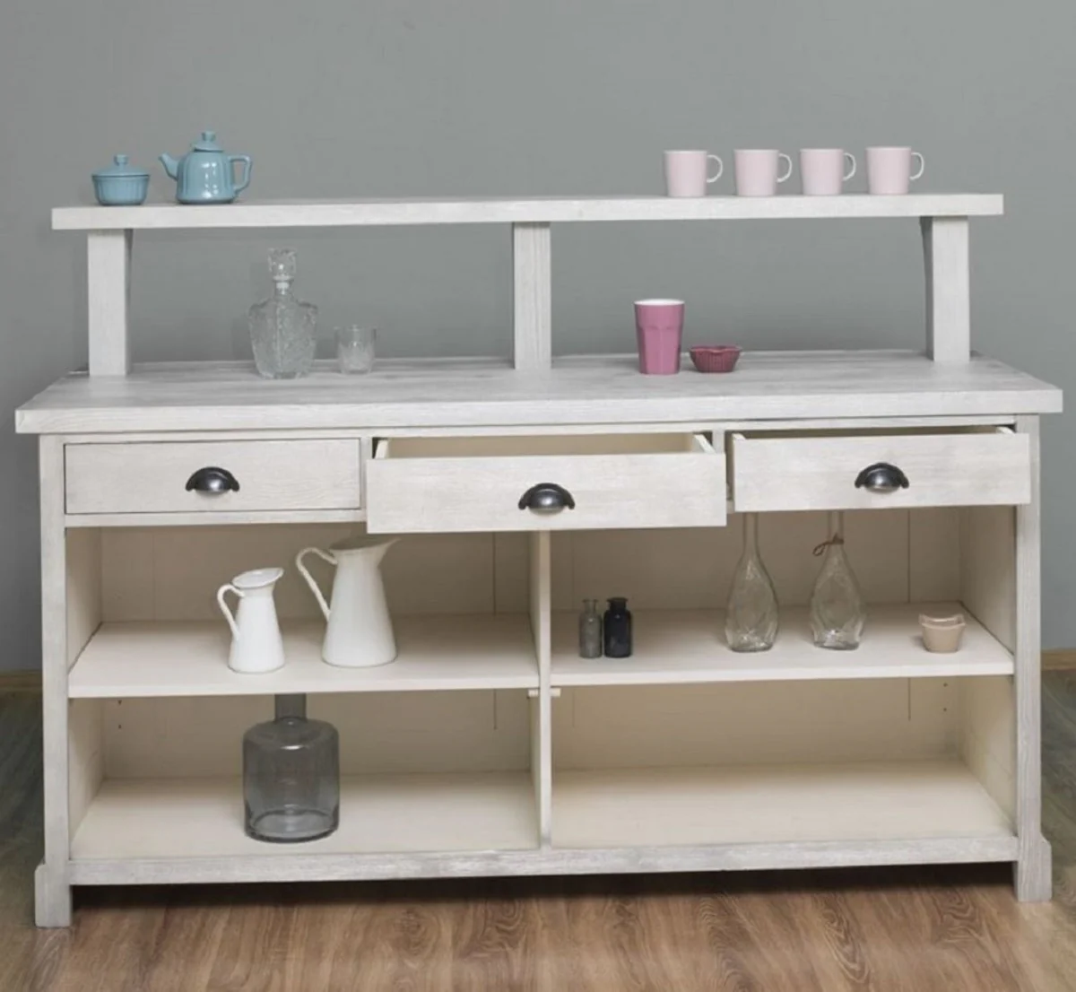 Casa Padrino barra de bar de estilo campestre gris 180 x 68 x A. 120 cm - Barra de bar de madera maciza - Muebles de bar de madera maciza - Muebles de bar en estilo campestre