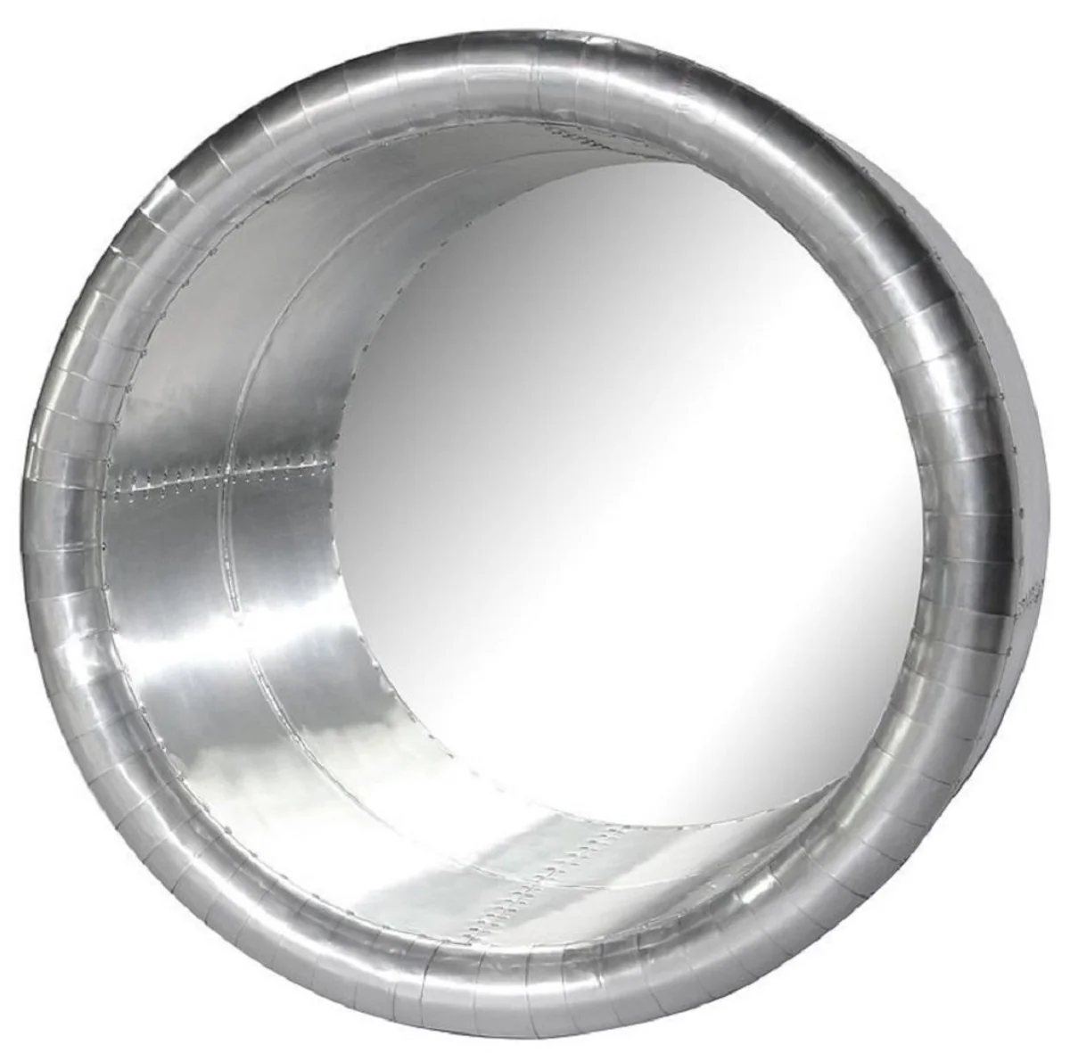 Casa Padrino espejo de aviador vintage plata ? 74 cm - Espejo de pared de dise?o de aluminio redondo de avi¨®n - Mobiliario de avi¨®n de aluminio