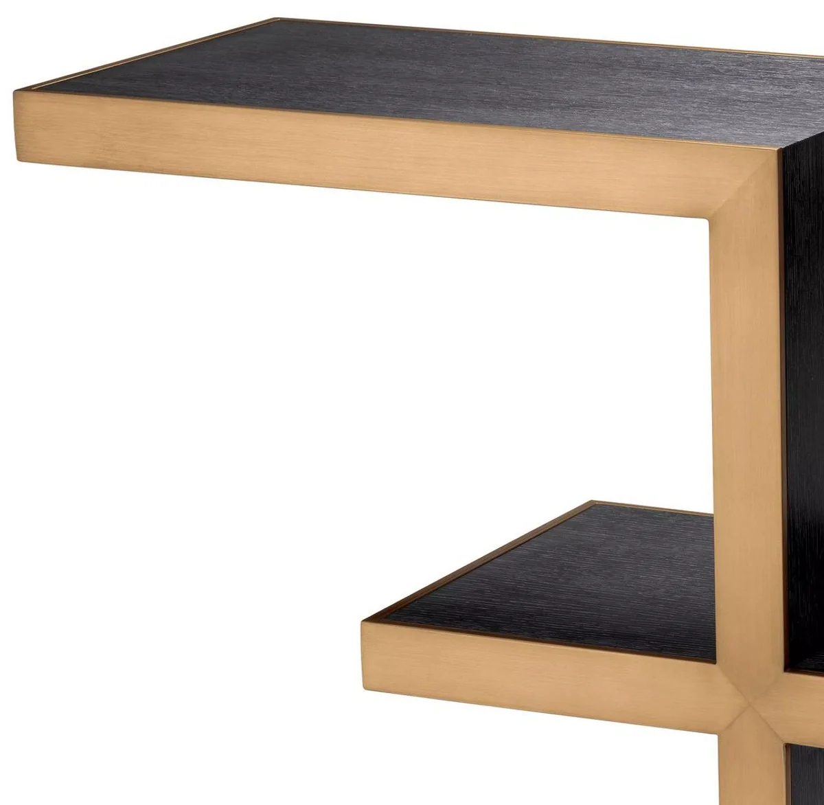 Casa Padrino consola de dise?o de lujo negro gris / lat¨®n 135 x 35 x A. 75 cm - Mesa consola rectangular - Muebles de sal¨®n - Muebles de lujo - Interiores de lujo