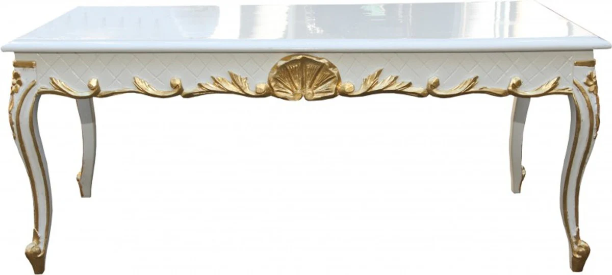 Casa Padrino Baroque Coffee Table White / Gold 120 x 60 cm Mod2 - antique look
