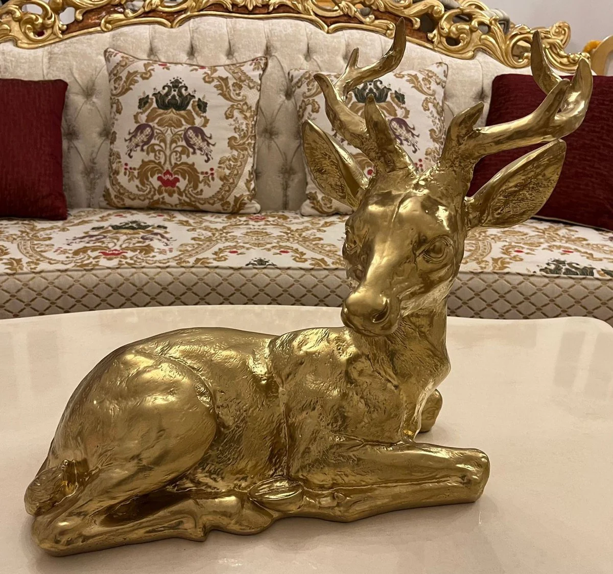 Casa Padrino figura decorativa de lujo ciervo 49 x 20 x A. 39 cm - Escultura decorativa resistente a la intemperie - Figura decorativa sal¨®n - Figura decorativa escritorio - Decoraci¨®n de jard¨ªn