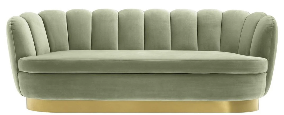 Casa Padrino sof¨¢ de terciopelo de lujo verde pistacho / lat¨®n 225 x 90 x H. 80 cm - Sof¨¢ de Sal¨®n - Calidad de Lujo