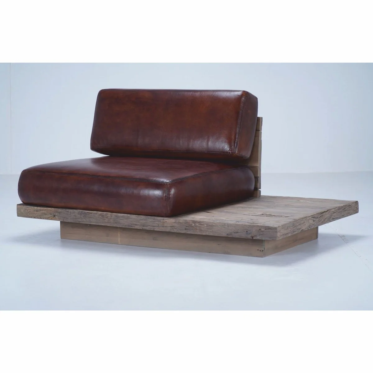 Casa Padrino sill¨®n de lujo de cuero genuino lado izquierdo marr¨®n oscuro / marr¨®n - Sill¨®n modular de sal¨®n