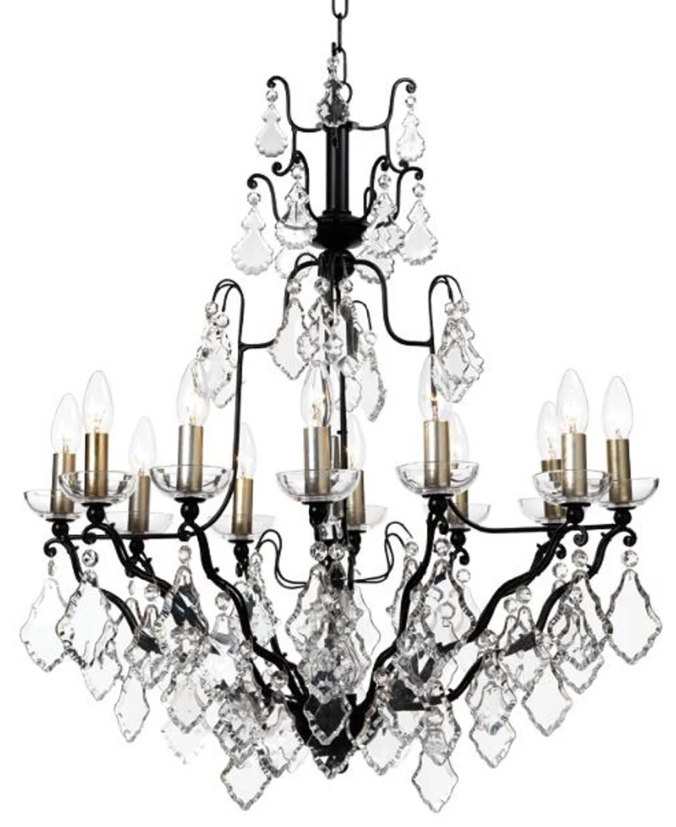 Casa Padrino araña de luces barroco de lujo negro 70 x 58 x A. 85 cm - Arañas de Luces de Salón Barroco y Art Nouveau